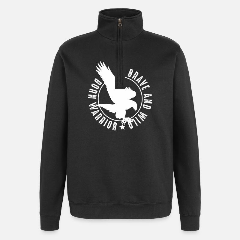 Tapferer Krieger-Adler-Emblem - Quarter-Zip-Sweatshirt - Schwarz