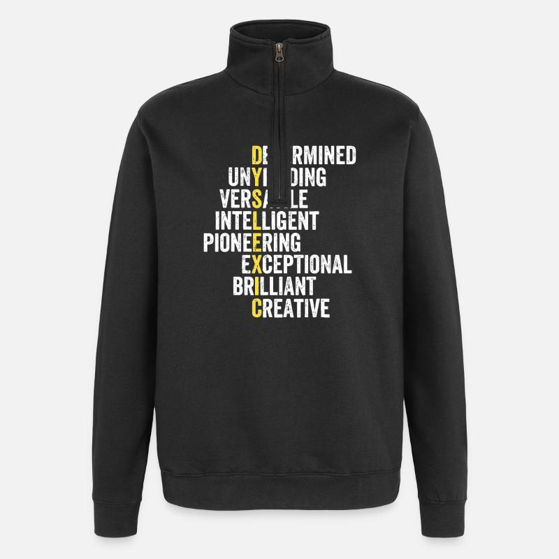 Pile d’adjectifs d’accent jaune - Sweat à zip 1/4 - noir
