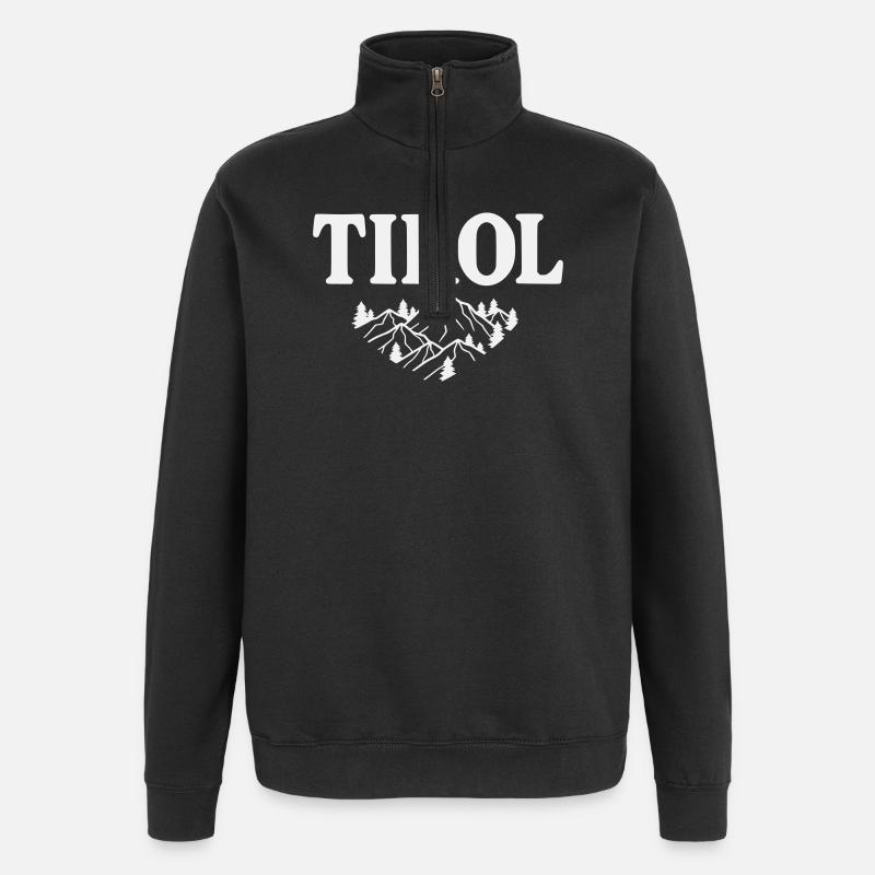 Silhouette du Tyrol Motif alpin - Sweat à zip 1/4 - noir