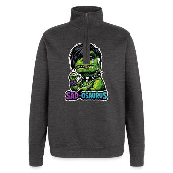 Emo-dinosaurier, Trauriger Dino, Emotionaler - Quarter-Zip-Sweatshirt - Anthrazit - Vorne - AI Model Female 172 light (172cm) & AI Model Male 178 dark (178cm)