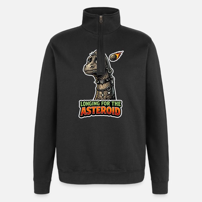 Dinosaure emo, Dino triste, Émotif - Sweat à zip 1/4 - noir