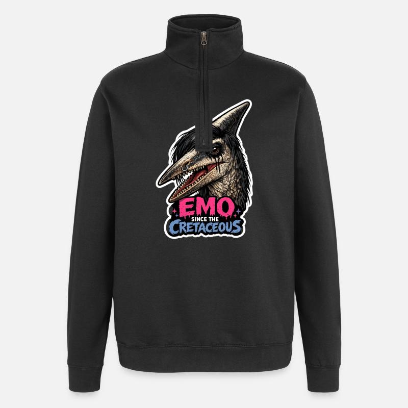 Emo-dinosaurier, Trauriger Dino, Emotionaler - Quarter-Zip-Sweatshirt - Schwarz