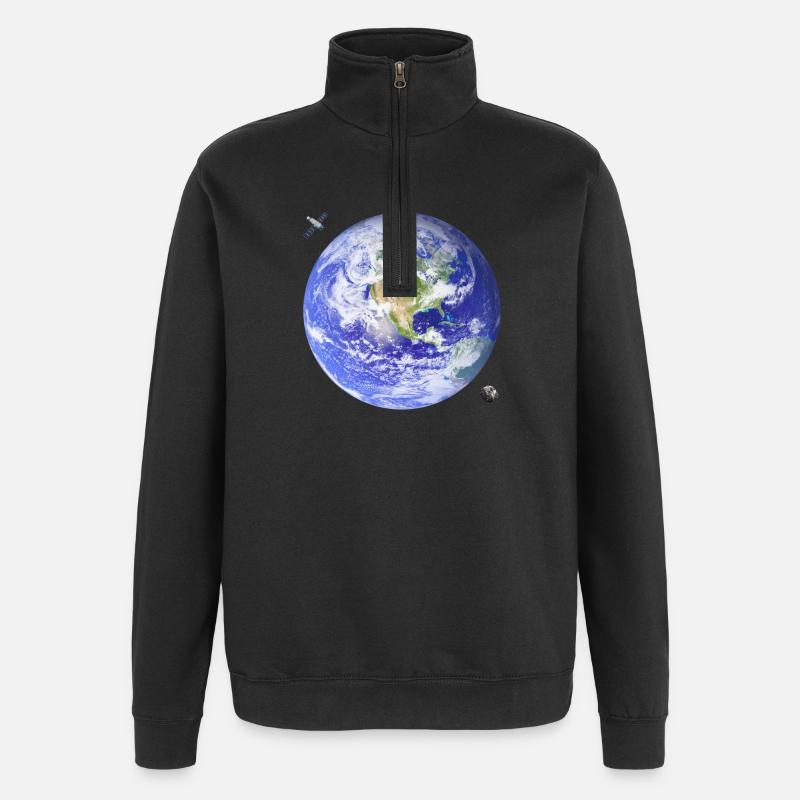 Planet Erde - Quarter-Zip-Sweatshirt - Schwarz