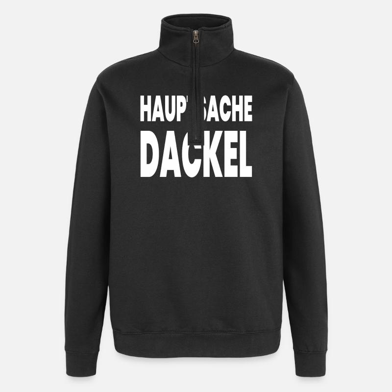 Dackel - Quarter-Zip-Sweatshirt - Schwarz