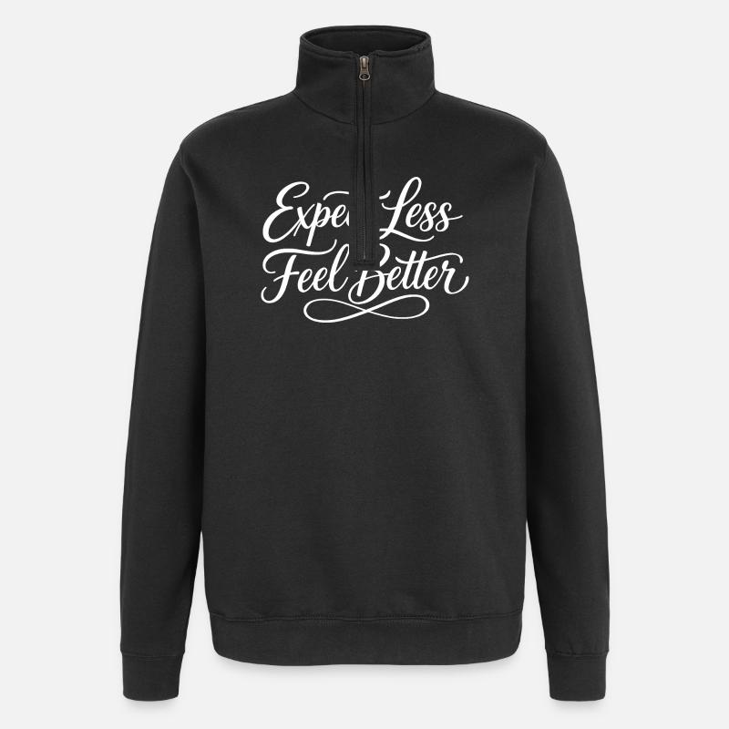 Sarcasm – Expect less, feel better – Lu - Quarter-Zip Sweatshirt - black