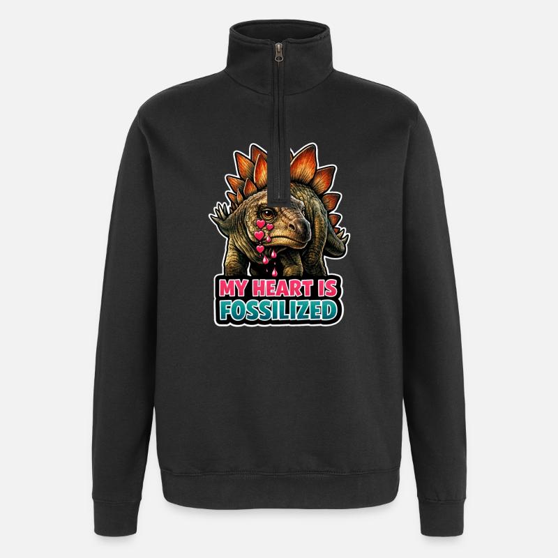 Emo Dinosaur, Sad Dino, Emotional - Quarter-Zip Sweatshirt - black