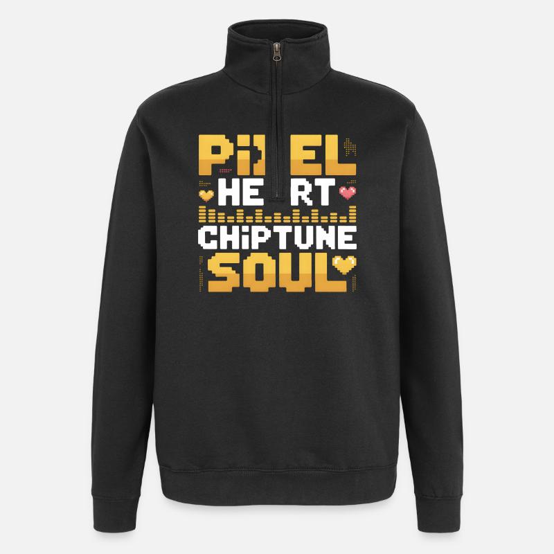 Pixelherz, Chiptune-Seele | 8-Bit Musik - Quarter-Zip-Sweatshirt - Schwarz
