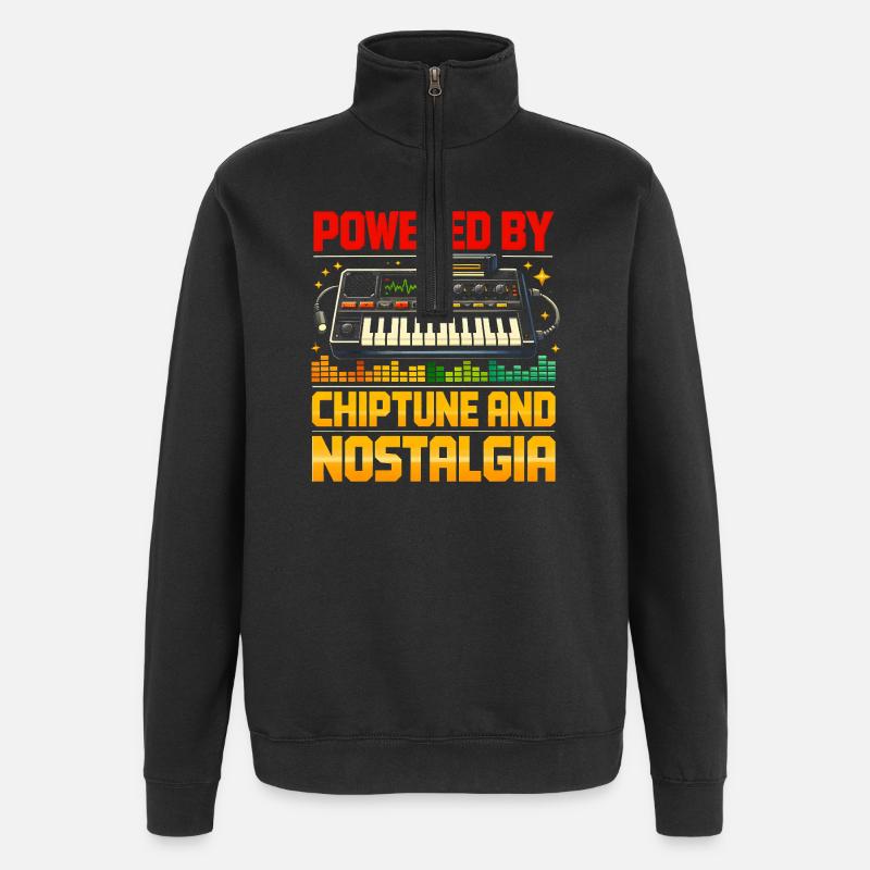 Powered by Chiptune | Retro nostalgia - Quarter-Zip Sweatshirt - black