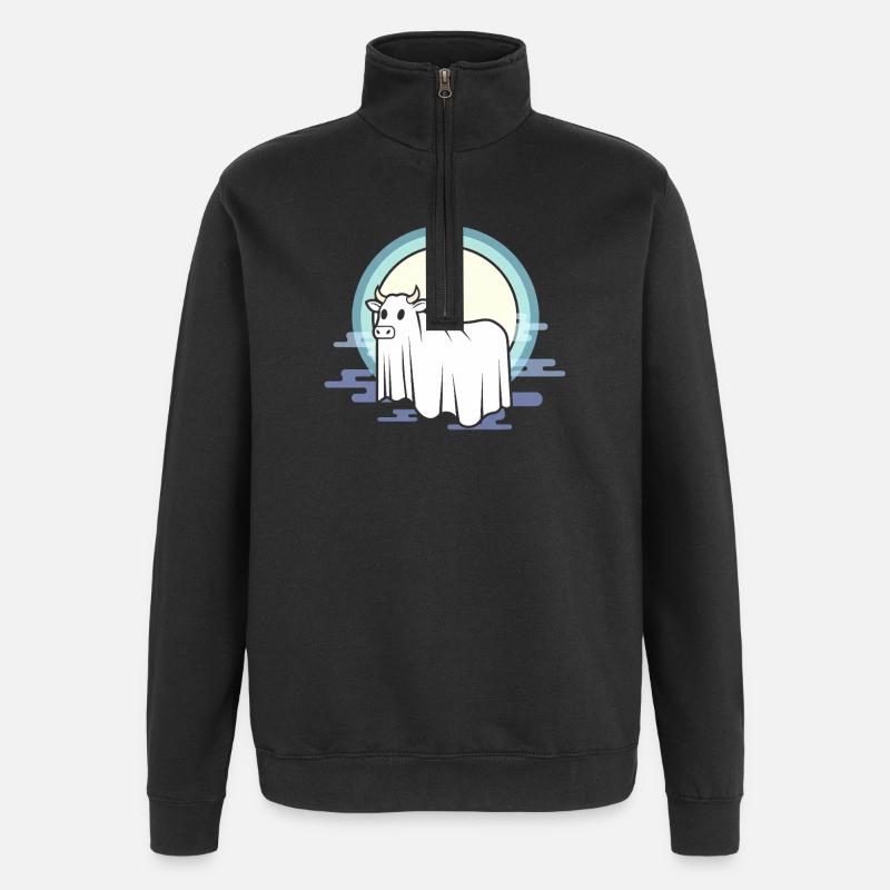 Vache lunaire à l’arc de brouillard - Sweat à zip 1/4 - noir
