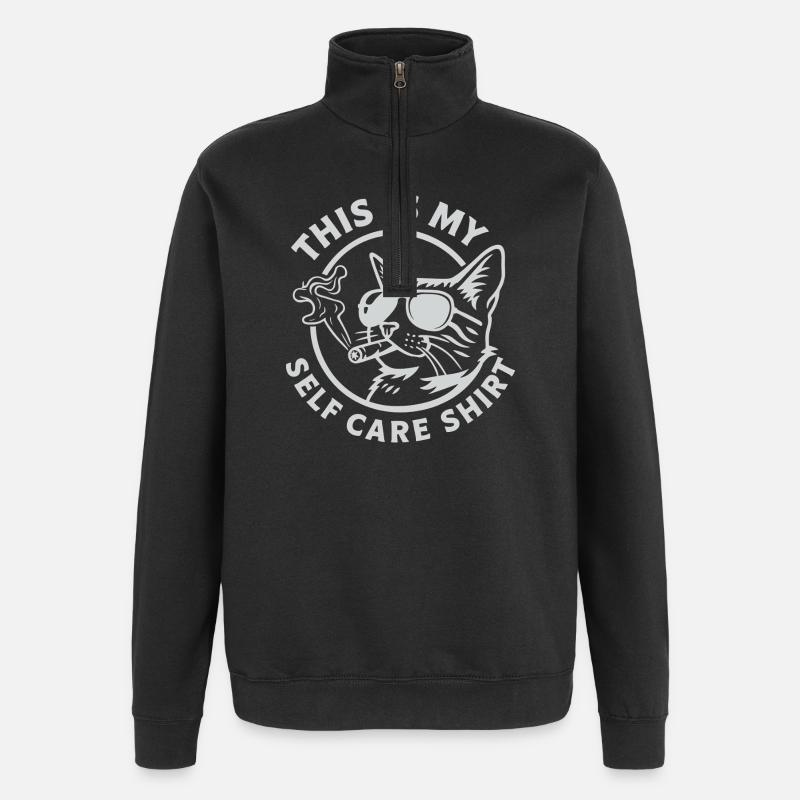 Mon t-shirt de chat d’auto-soin - Sweat à zip 1/4 - noir