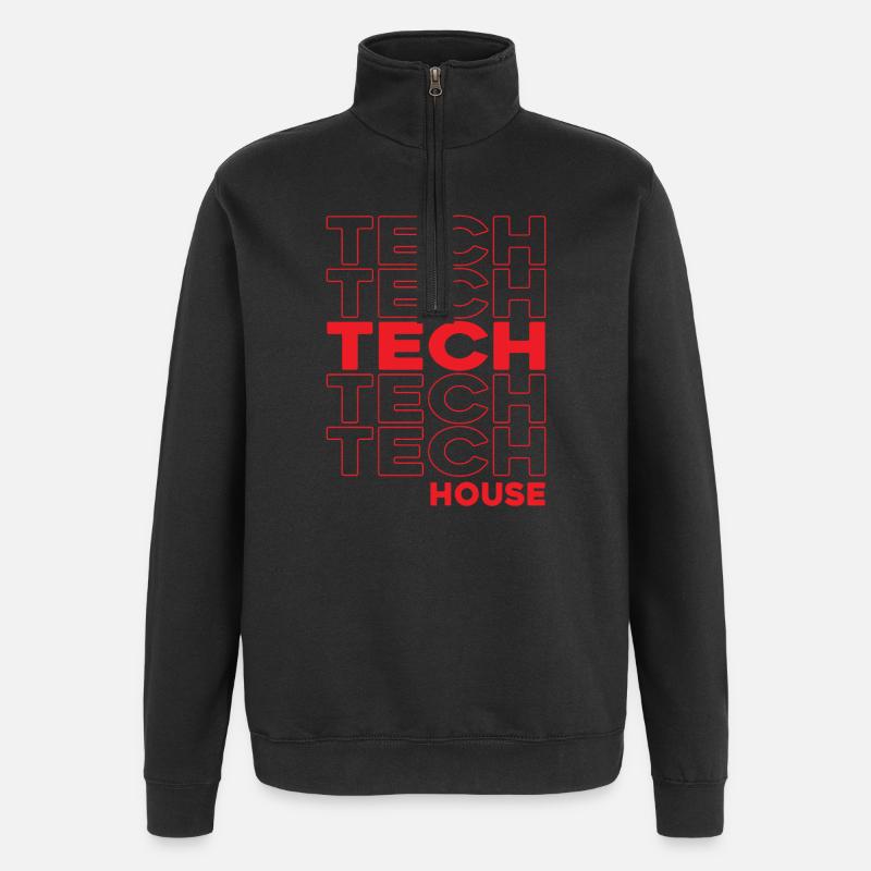 Tech House Neon Stacks - Quarter-Zip Sweatshirt - black