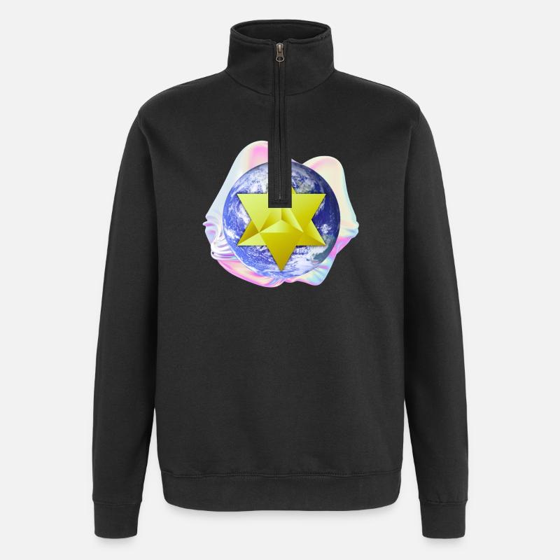 Surreale Merkaba-Erde - Quarter-Zip-Sweatshirt - Schwarz