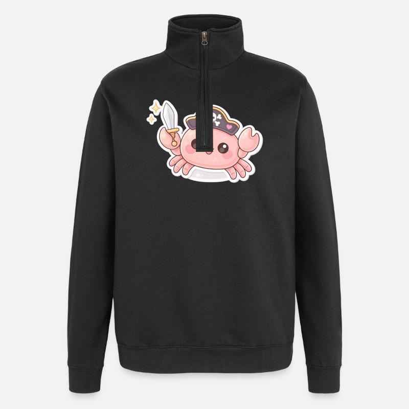 Crabe pirate avec épée - Sweat à zip 1/4 - noir