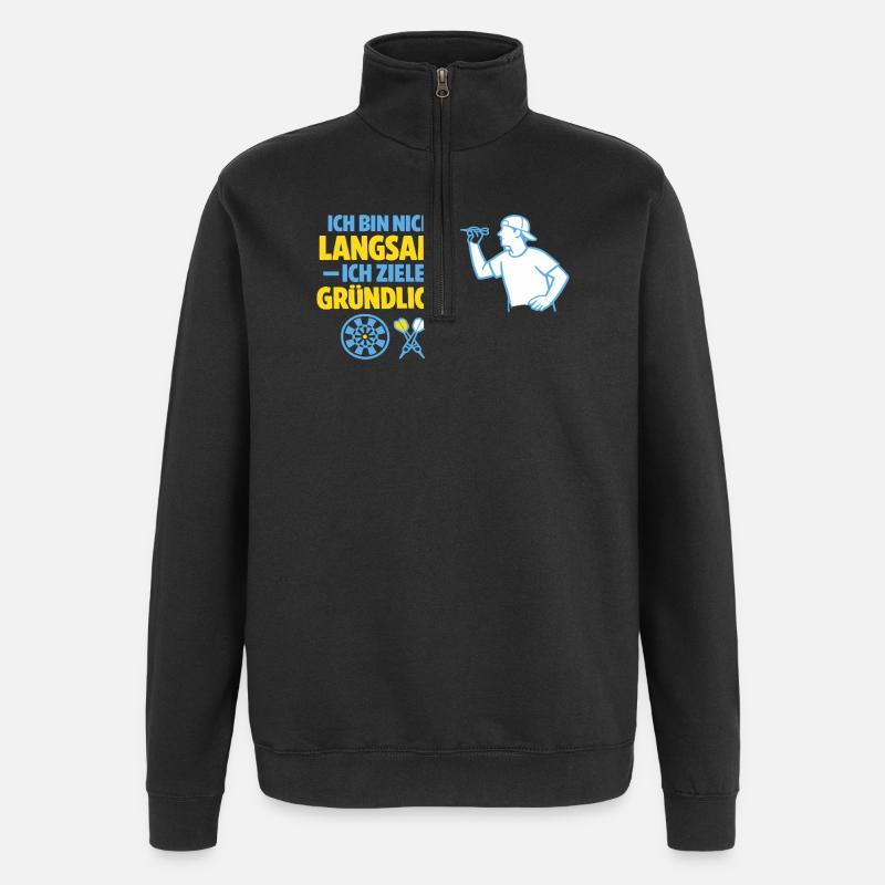 Nicht langsam – gründlich zielen - Quarter-Zip-Sweatshirt - Schwarz