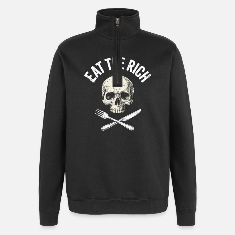 Mange le crâne riche - Sweat à zip 1/4 - noir