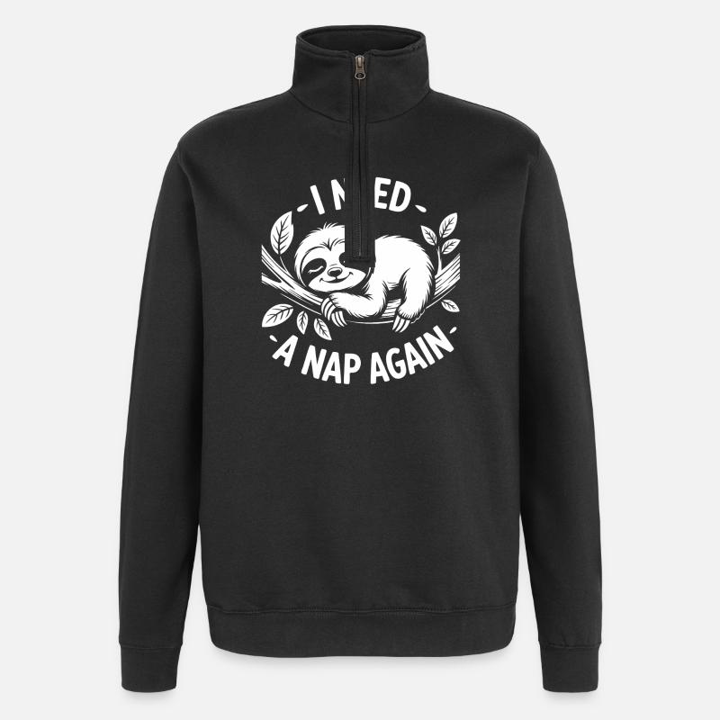 Mode paresseux activé - Sweat à zip 1/4 - noir