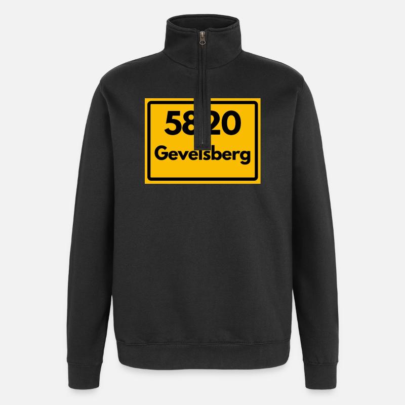 OLD POSTCODE POSTCODE RETRO 5820 GEVELSBERG - Quarter-Zip Sweatshirt - black