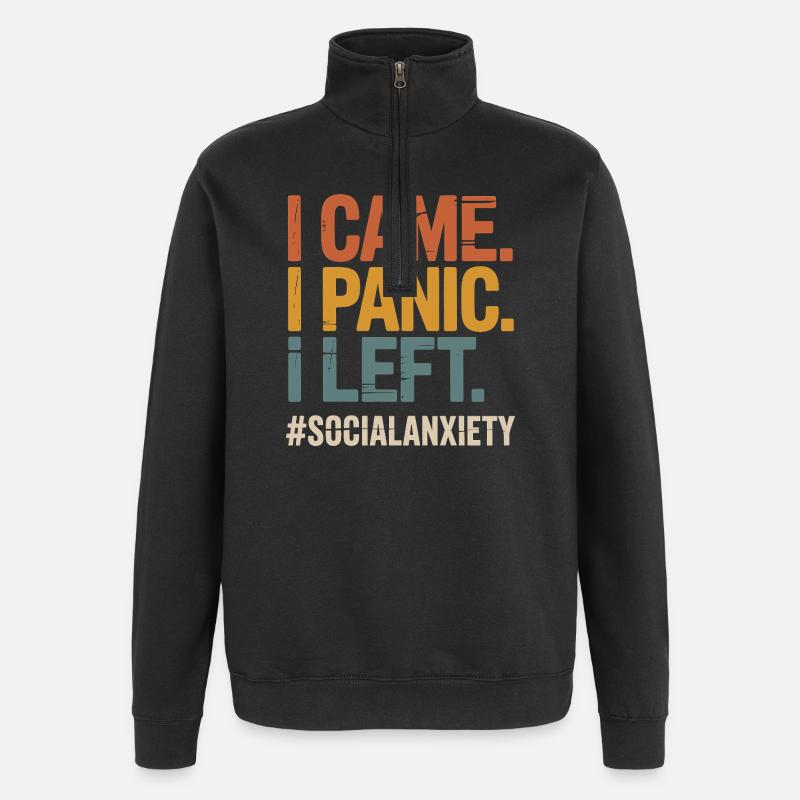 Introvertiertes Problem Lustiger Sozialfreak - Quarter-Zip-Sweatshirt - Schwarz