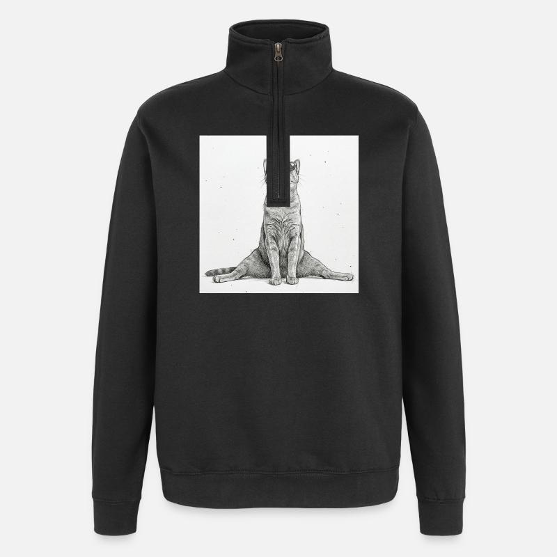 Cool Cat Yoga Splits - Quarter-Zip Sweatshirt - black