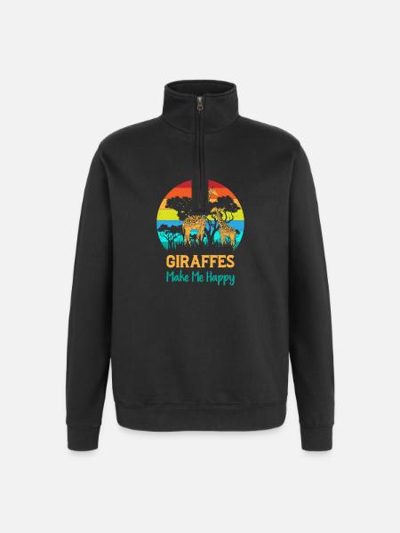 Giraffes Make Me Happy - Funny Giraffe - Quarter-Zip Sweatshirt - black