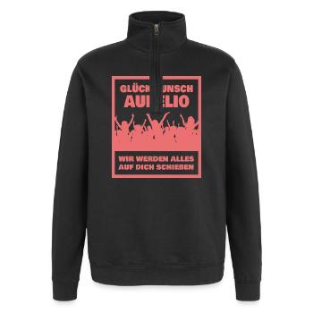 Kollege Aurelio - Quarter-Zip-Sweatshirt - Schwarz - Vorne - AI Model Female 172 light (172cm) & AI Model Male 178 dark (178cm)