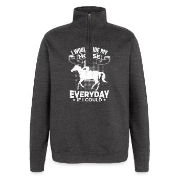 I Would Ride My Horse Everyday - Quarter-Zip-Sweatshirt - Anthrazit - Vorne - AI Model Female 172 light (172cm) & AI Model Male 178 dark (178cm)