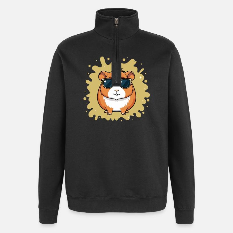 Cool Hamster with Sunglasses - Quarter-Zip Sweatshirt - black
