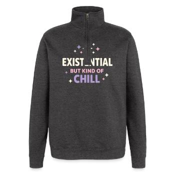 Existenzieller Humor, Nihilismus, Humor, - Quarter-Zip-Sweatshirt - Anthrazit - Vorne - AI Model Female 172 light (172cm) & AI Model Male 178 dark (178cm)