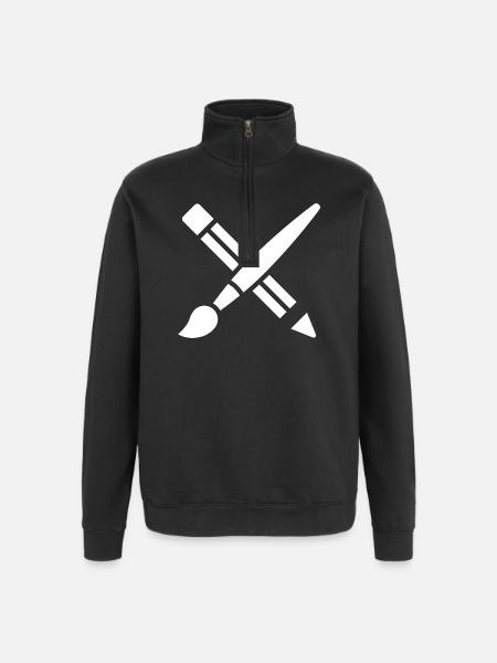 Brush, Pencil, Crafting, Art Icon - Quarter-Zip Sweatshirt - black