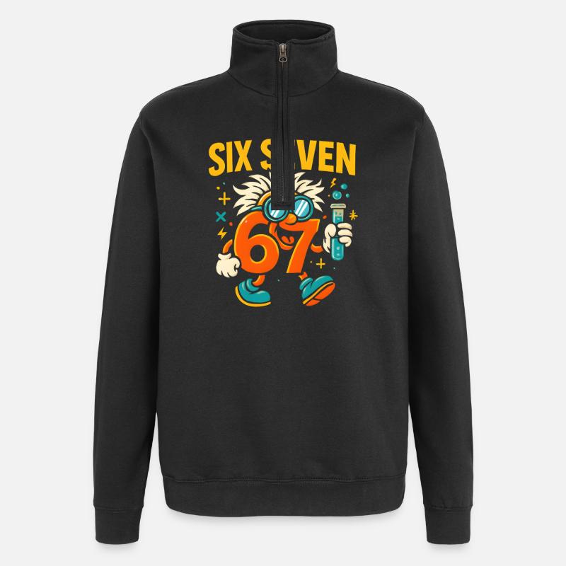 Six Seven 67 Science Humor Nerd Gift Idea - Quarter-Zip Sweatshirt - black