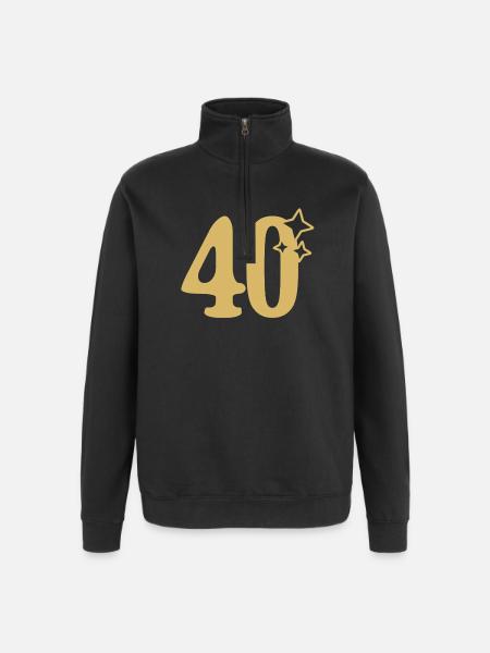 40th Birthday 40th Anniversary Gold Star - Quarter-Zip Sweatshirt - black