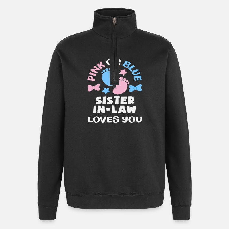 Pink Oder Blau Stiefschwester Gender Reveal - Quarter-Zip-Sweatshirt - Schwarz