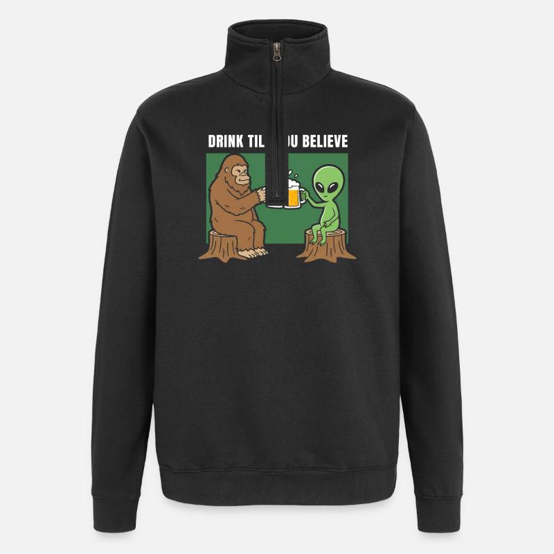 Cheers with Alien and Sasquatch - Quarter-Zip Sweatshirt - black