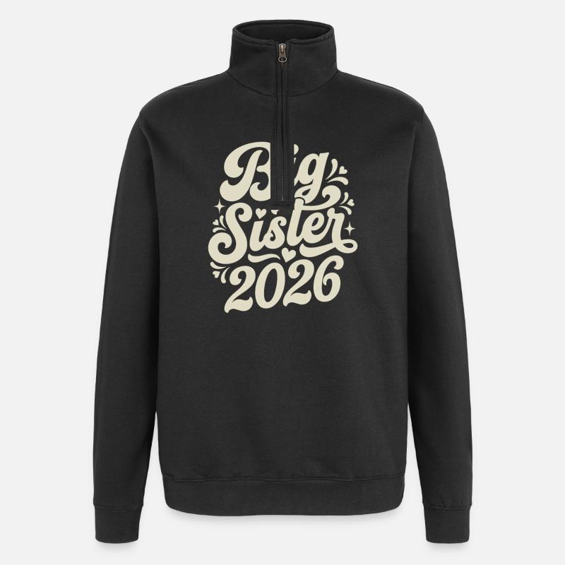 Große Schwester 2026 Script-Design - Quarter-Zip-Sweatshirt - Schwarz