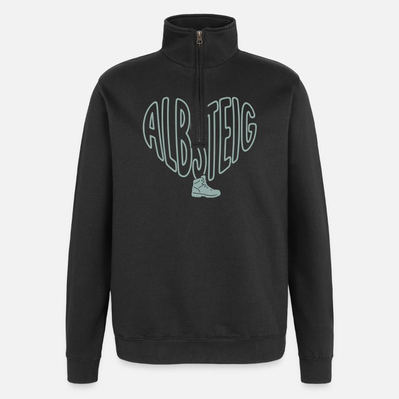 Albsteig Herz mit Wanderstiefel - Quarter-Zip-Sweatshirt - Schwarz