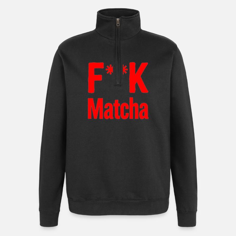 F**K Matcha Bold Logo - Sweat à zip 1/4 - noir