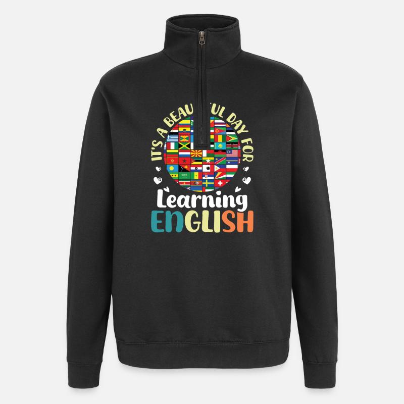 ELL-Lehrer englische Sprache - Quarter-Zip-Sweatshirt - Schwarz