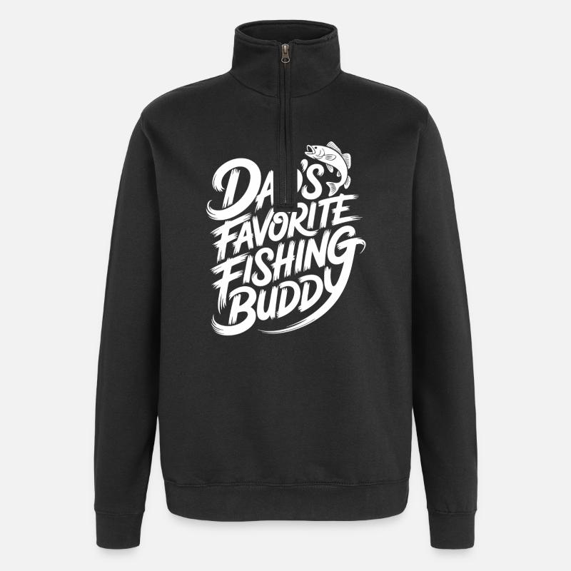 Dads Lieblings Angelbuddy - Quarter-Zip-Sweatshirt - Schwarz
