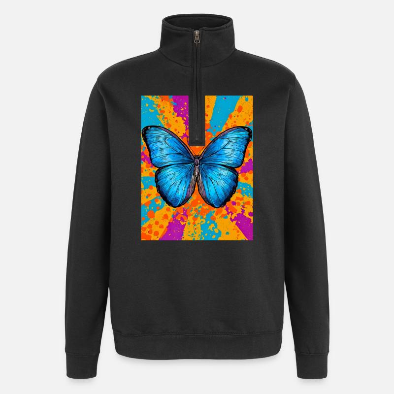 papillon - Sweat à zip 1/4 - noir