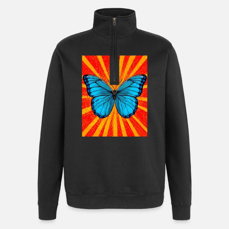 papillon - Sweat à zip 1/4 - noir