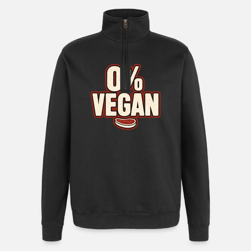 0% Vegan – Retro Statement - Quarter-Zip Sweatshirt - black
