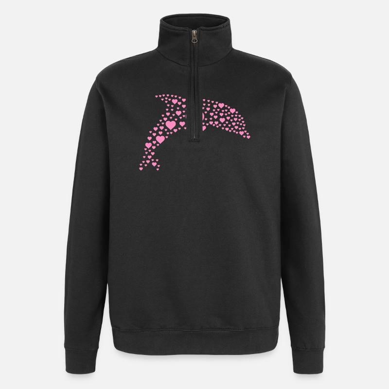 Dolphin with small hearts - Quarter-Zip Sweatshirt - black