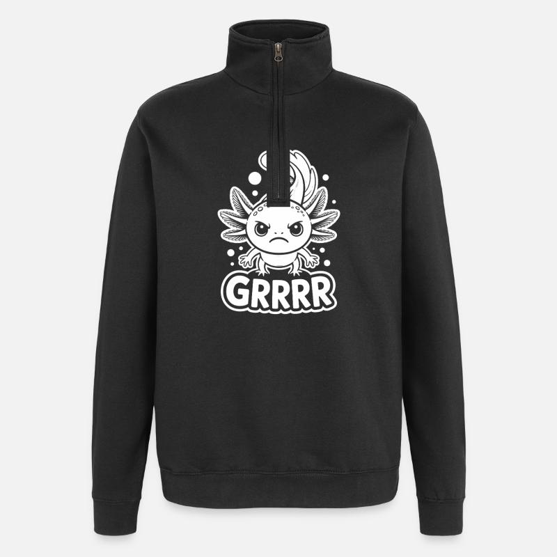 Grumpy Axolotl GRRRR - Sweat à zip 1/4 - noir