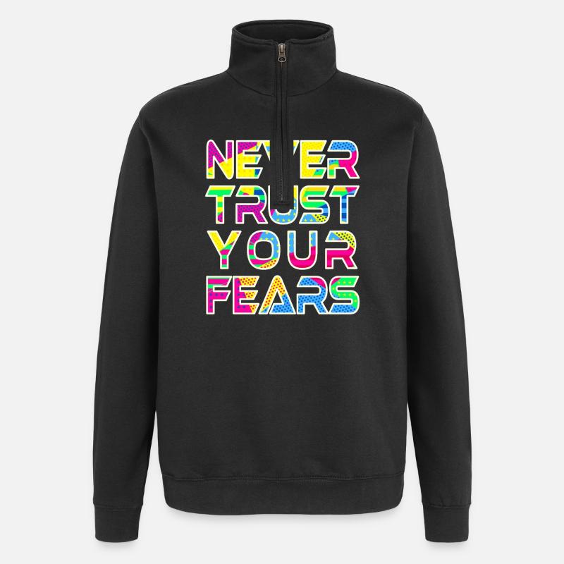 Niemals Angst vor W - Quarter-Zip-Sweatshirt - Schwarz
