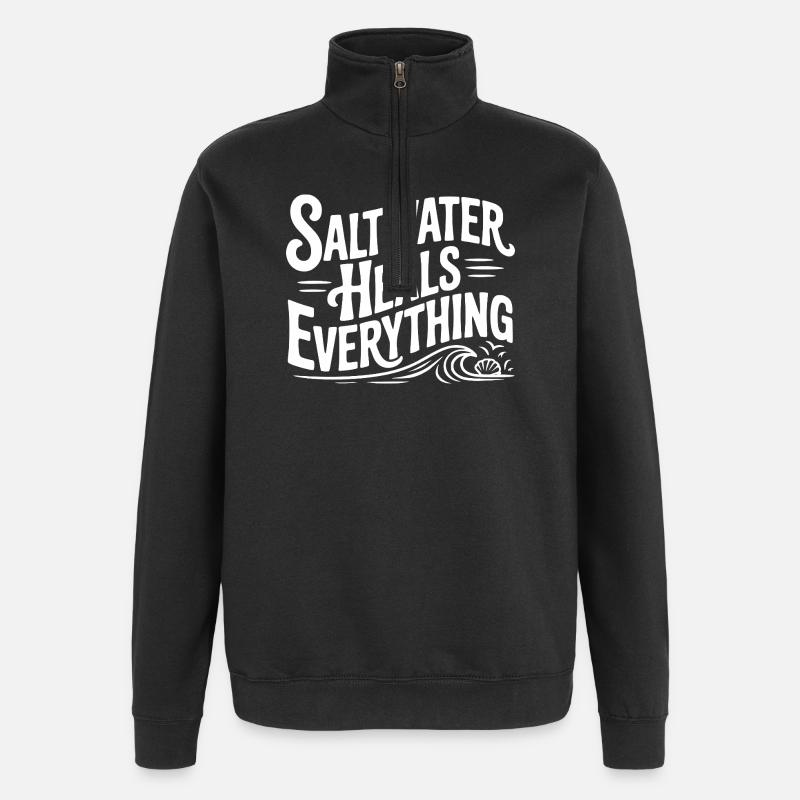 Saltwater Heals Everything - Quarter-Zip Sweatshirt - black