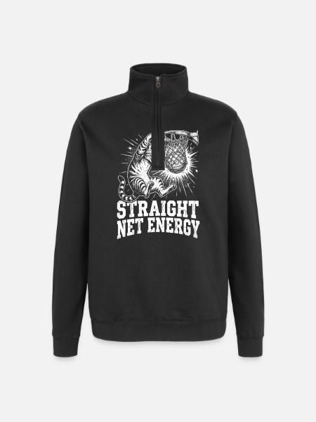 Cat,staright net energy,basketball,tabby cat ,funn - Quarter-Zip Sweatshirt - black