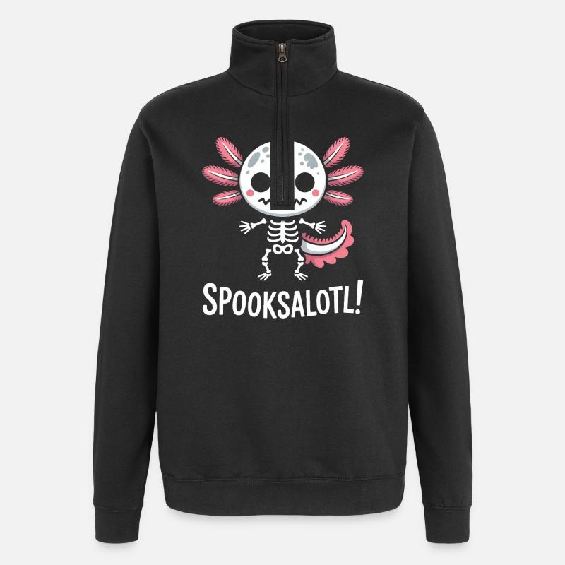 Spooksalot-Skelettdesign - Quarter-Zip-Sweatshirt - Schwarz