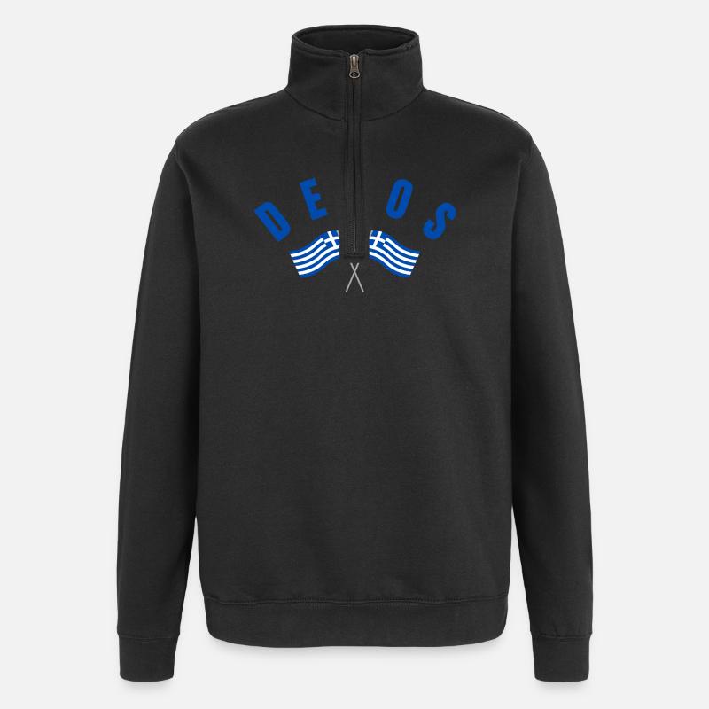Drapeaux grecs de Delos Traversé - Sweat à zip 1/4 - noir