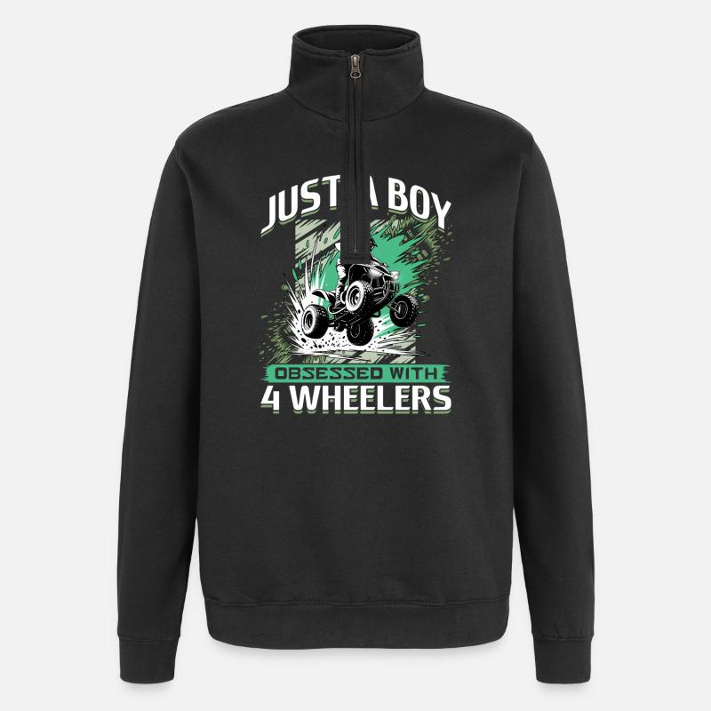 Quad ATV Garçons Hommes Quad Wheeler - Sweat à zip 1/4 - noir