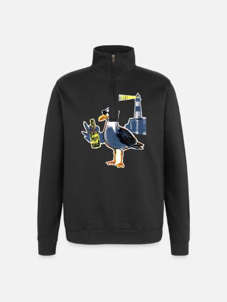 Coole Möwe Leuchtturm Bier - Quarter-Zip-Sweatshirt - Schwarz